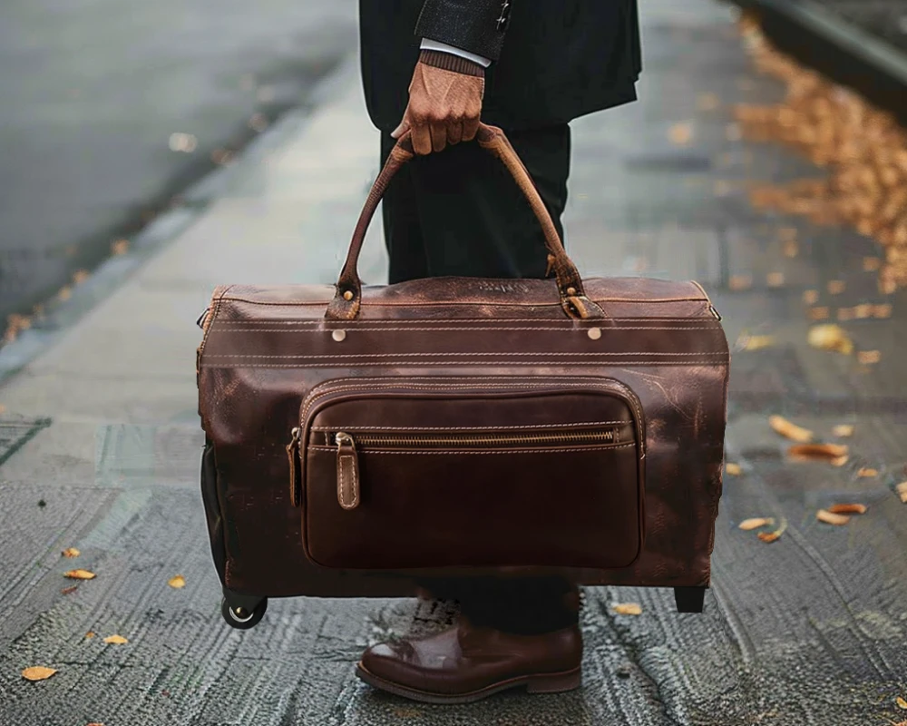 leather carry on suitcase